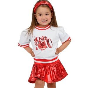 Metallic Red Girls Skort